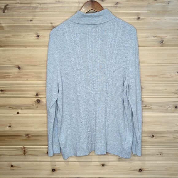 Talbots Sweater Womens 3X Gray Turtleneck Cable Knit - Picture 3 of 7